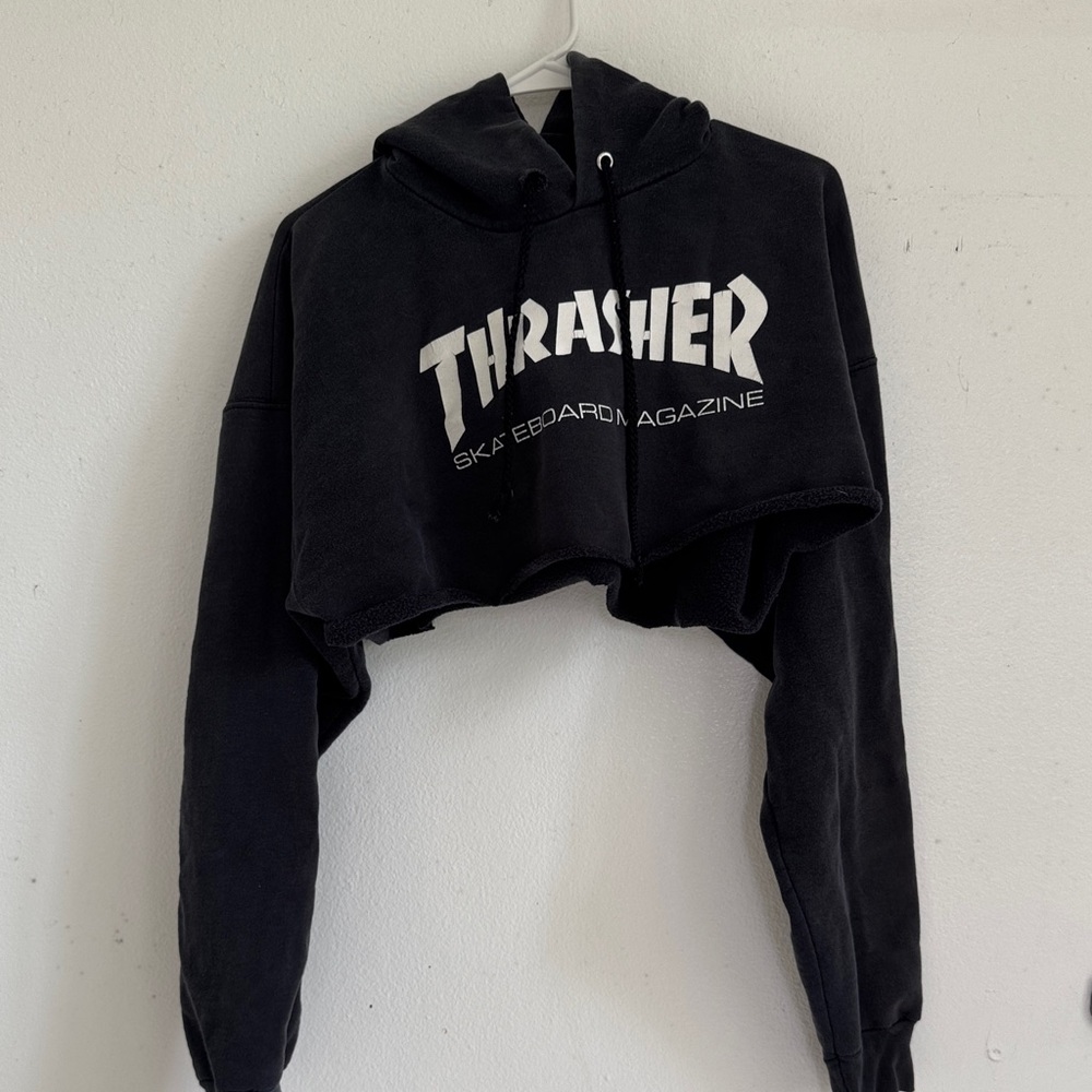 Thrasher Black Hoodie with White Logo